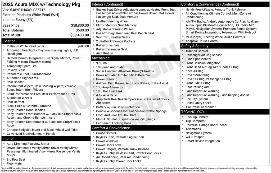 Used 2025 Acura MDX SH-AWD Technology Package SUV