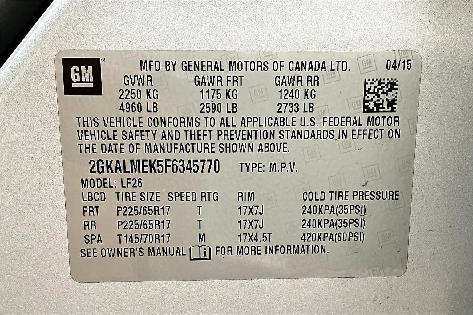 2015 GMC Terrain SLE 20