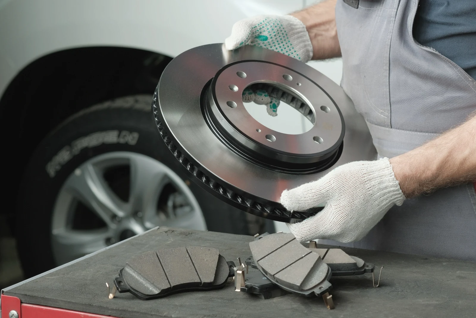 Acura brake rotor and brake pads