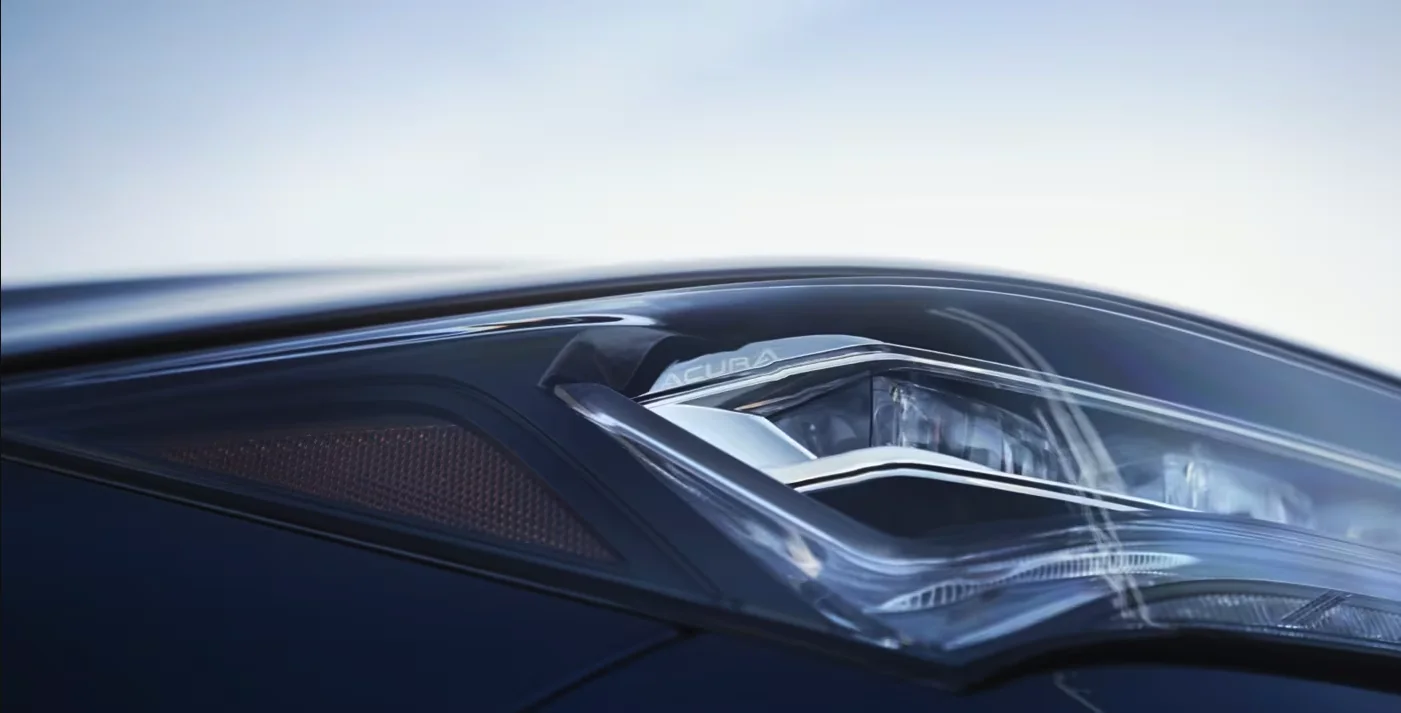 Close-up detail of a 2026 Acura MDX headlight