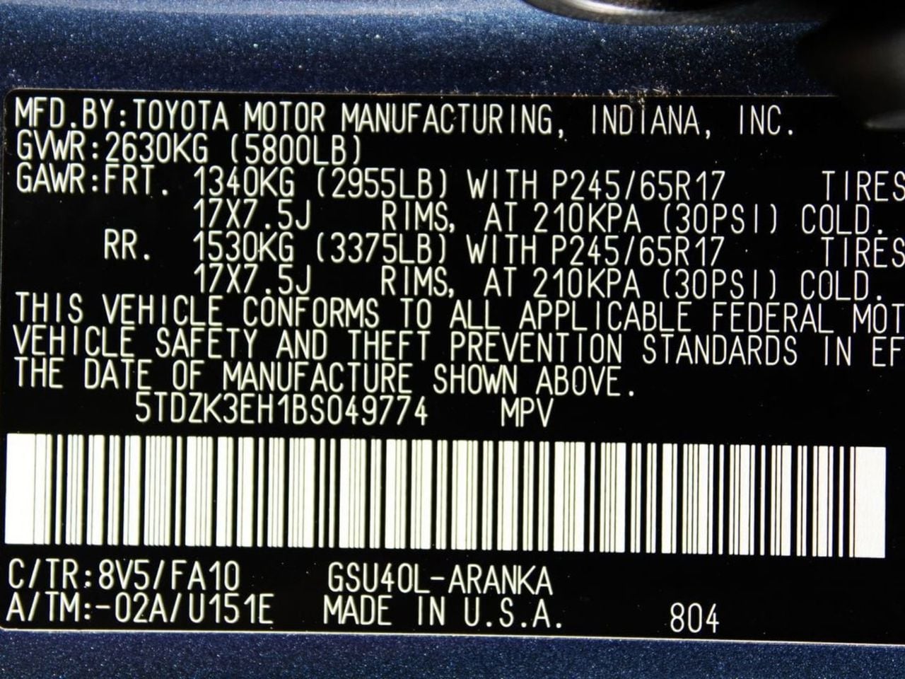 Used 2011 Shoreline Blue Pearl Toyota Premium image 32