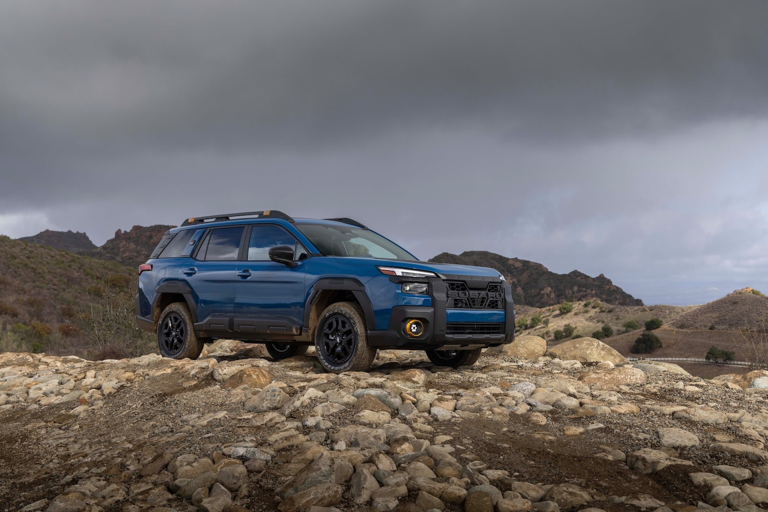 2026 Subaru Outback Wilderness front view on rocks