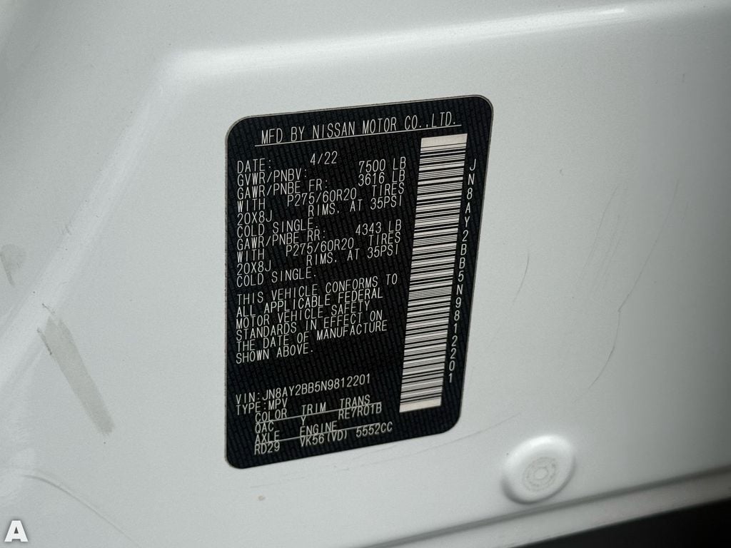 Used 2022 Aspen White Tricoat Nissan SL image 34