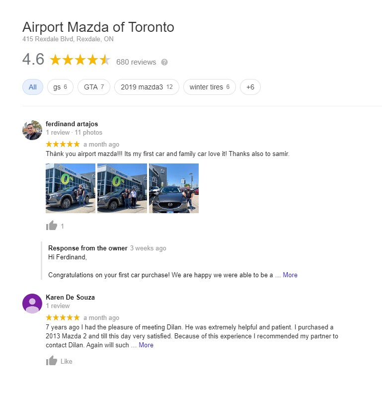 Car Dealership Reviews - Airport Mazda of Toronto