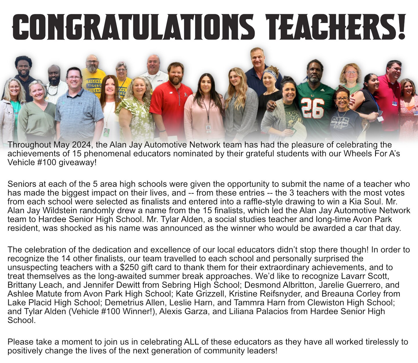 Teachers Congratulations