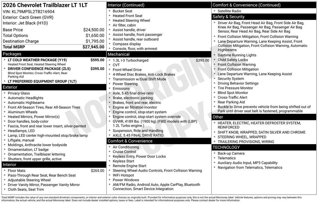 New 2026 Chevrolet Trailblazer LT SUV