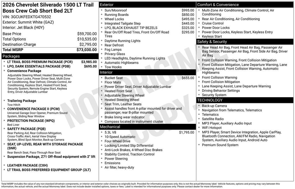 New 2026 Chevrolet Silverado 1500 LT Trail Boss Truck