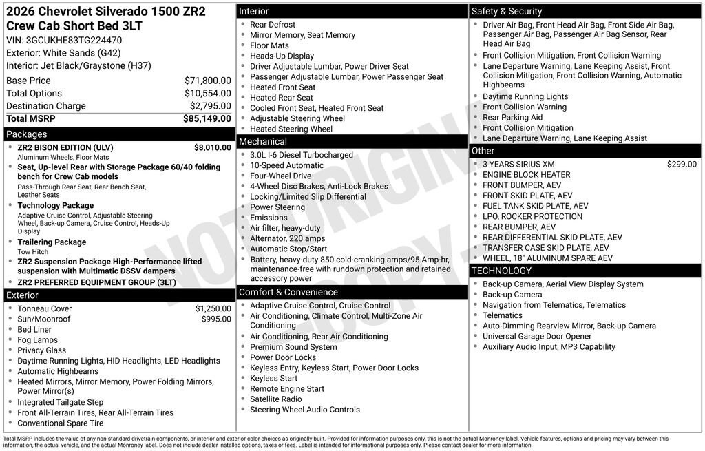 New 2026 Chevrolet Silverado 1500 ZR2 Truck