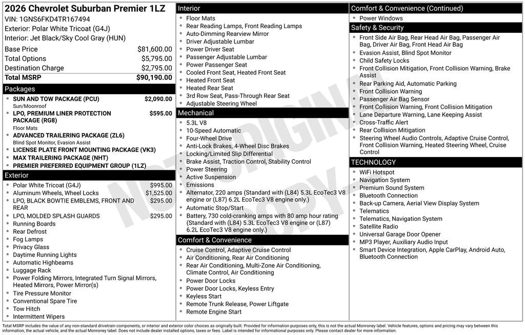 New 2026 Chevrolet Suburban Premier SUV