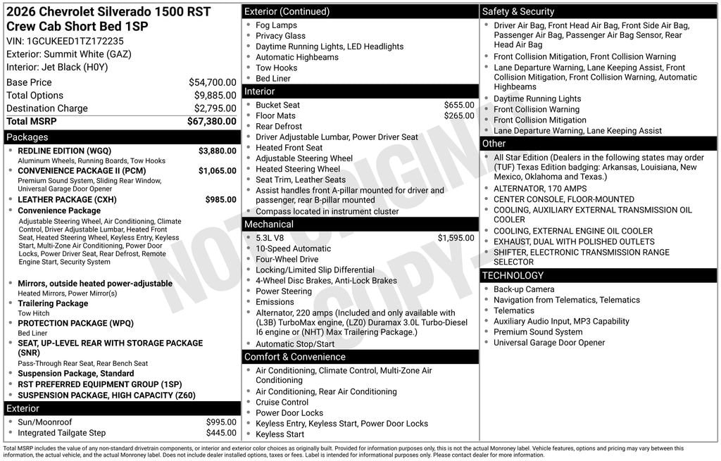 New 2026 Chevrolet Silverado 1500 RST Truck