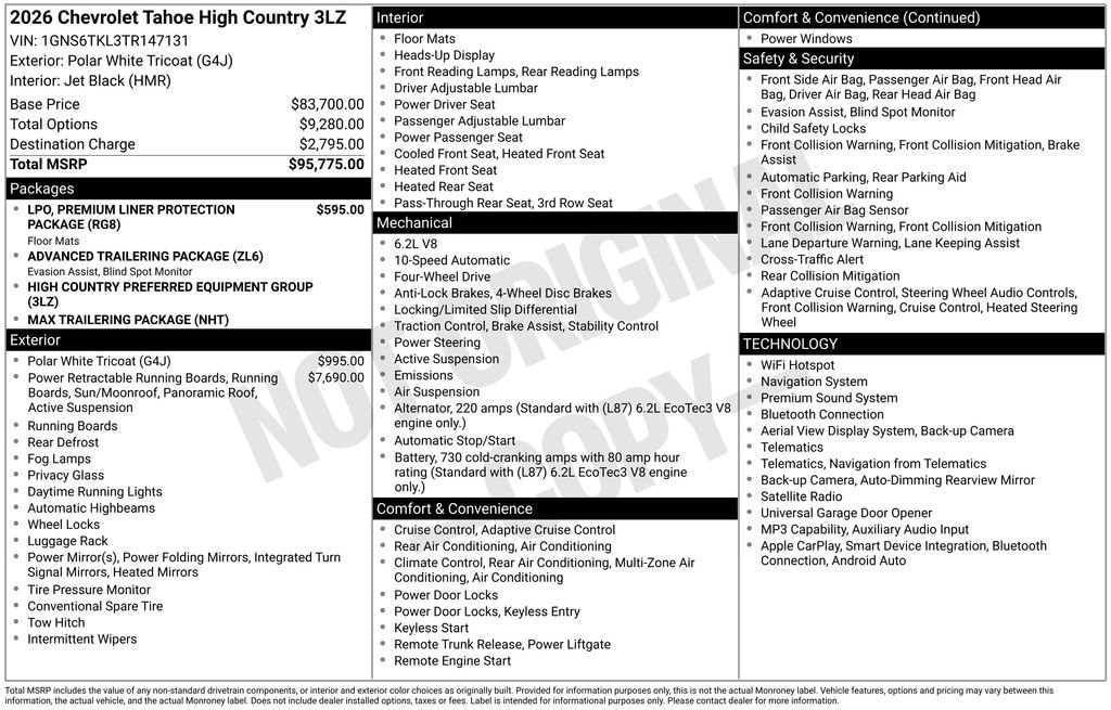 New 2026 Chevrolet Tahoe High Country SUV