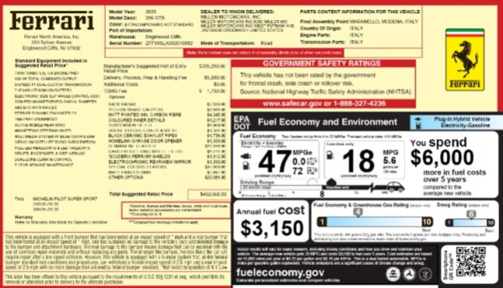 Certified 2025 Ferrari 296 GTB Coupe