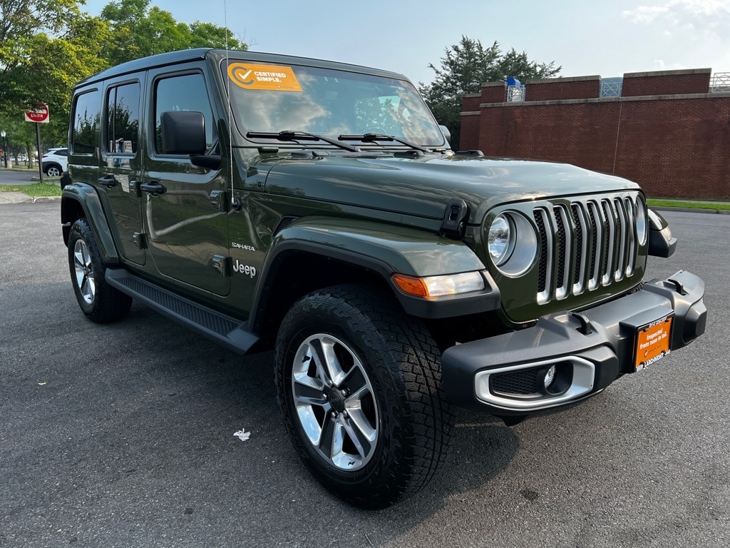 Used 2021 Jeep Wrangler Unlimited Sahara with VIN 1C4HJXEN5MW518900 for sale in Larchmont, NY