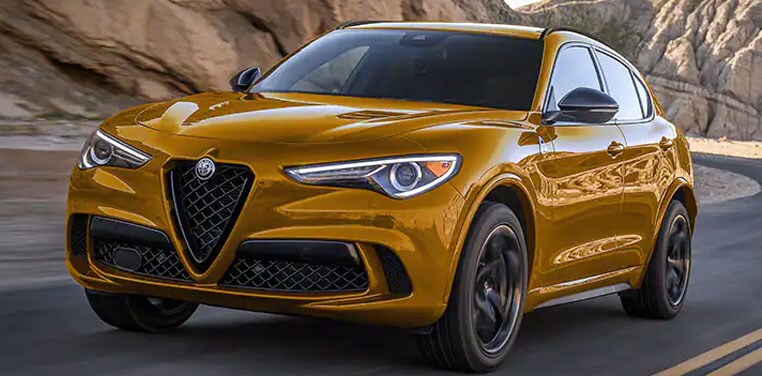 Gold Alfa Romeo Stelvio Quadrifoglio