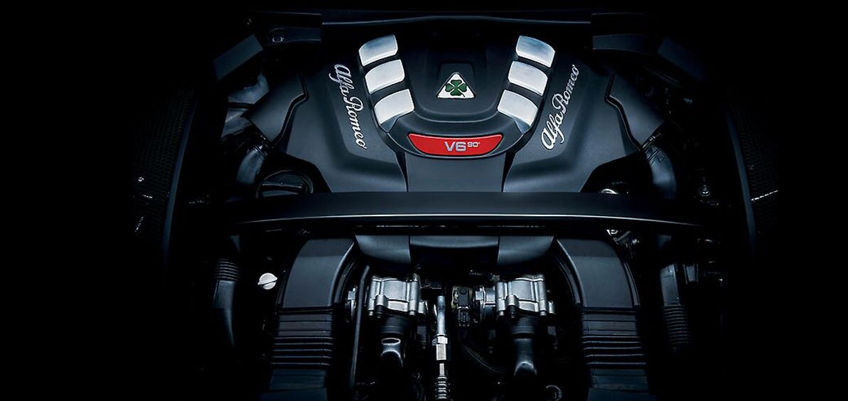 90 degree Ferari Derived Alfa Romeo Giulia Quadrifolgio Engine