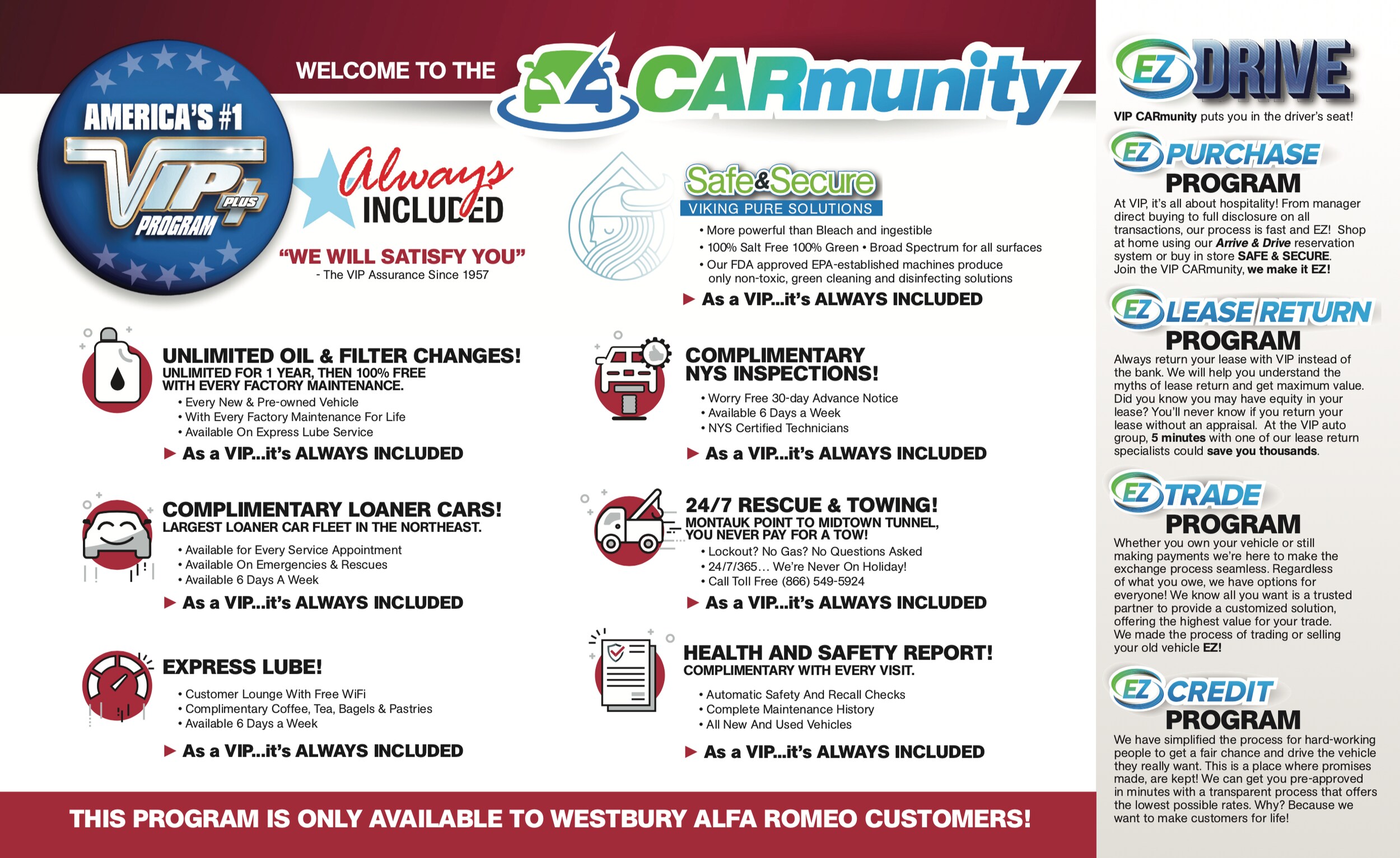 VIP+ Program at Westbury ALFA Romeo Alfa Romeo of Westbury