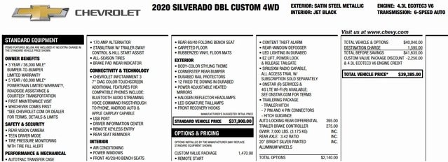Used 2020 Chevrolet Silverado 1500 Custom with VIN 1GCRYBEH1LZ274270 for sale in Nashua, NH
