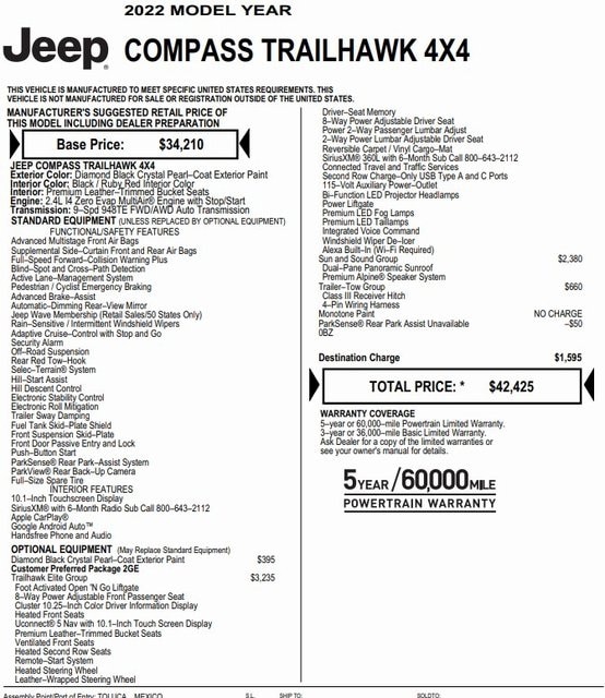 Used 2022 Jeep Compass Trailhawk with VIN 3C4NJDDB9NT206787 for sale in Nashua, NH