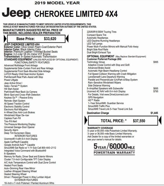 Used 2019 Jeep Cherokee Limited with VIN 1C4PJMDX4KD225558 for sale in Nashua, NH