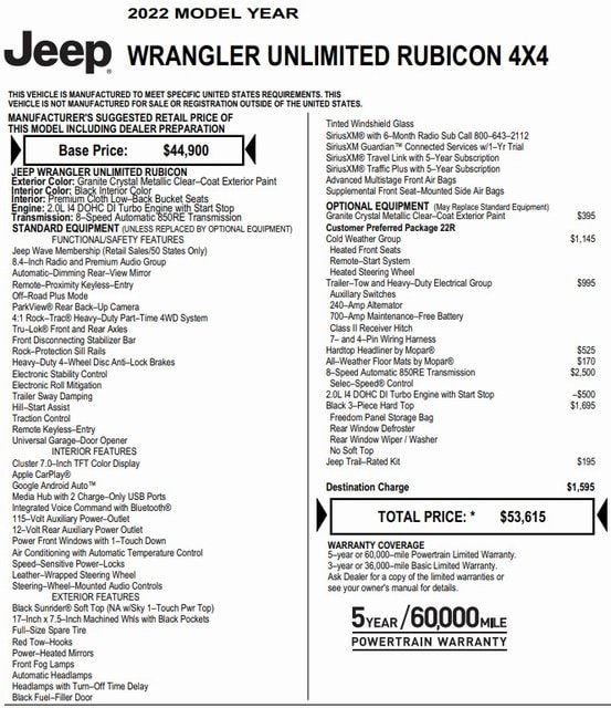 Certified 2022 Jeep Wrangler Unlimited Rubicon with VIN 1C4HJXFN2NW164981 for sale in Nashua, NH