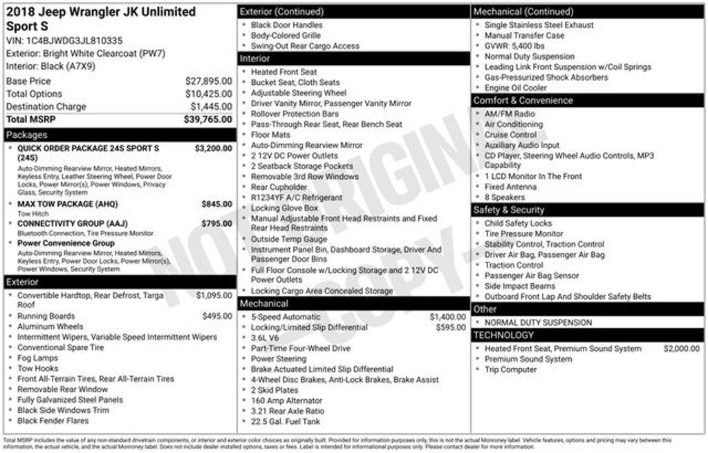 Used 2018 Jeep Wrangler JK Unlimited Sport SUV