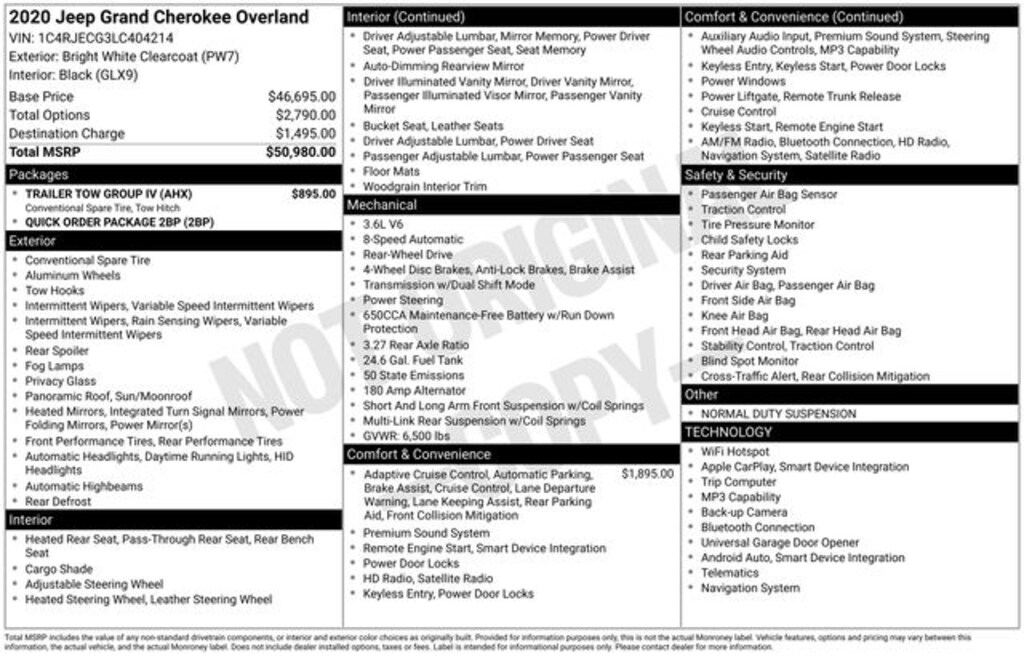 Used 2020 Jeep Grand Cherokee Overland SUV