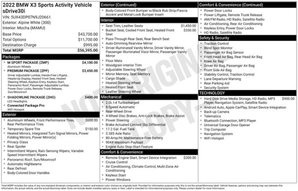 Used 2022 BMW X3 sDrive30i SUV
