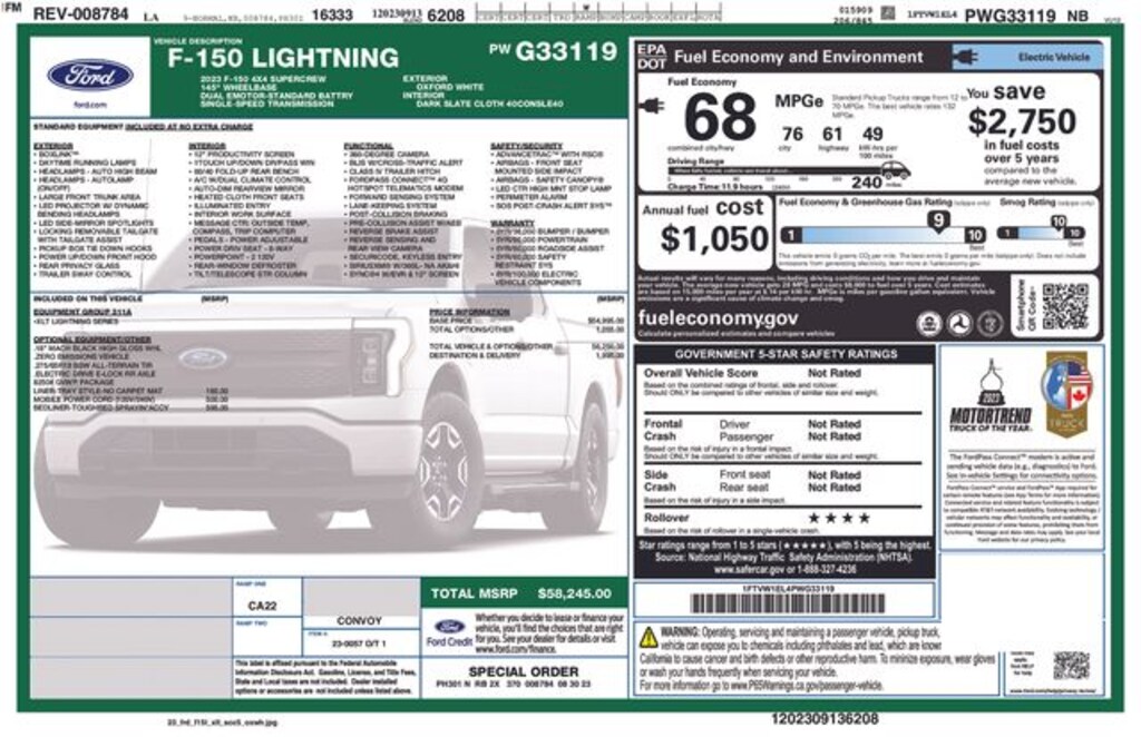 Certified 2023 Ford F-150 Lightning XLT Truck