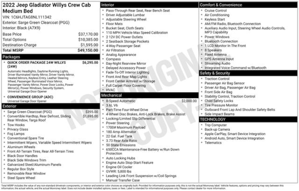 Used 2022 Jeep Gladiator Willys Truck