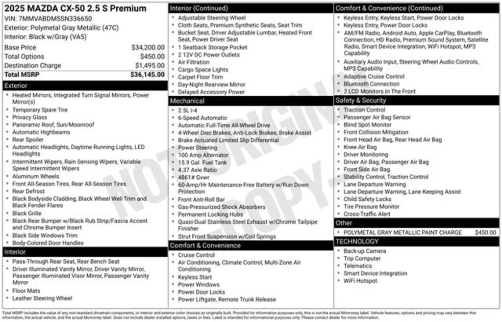 Used 2025 Mazda CX-50 2.5 S Premium Package SUV