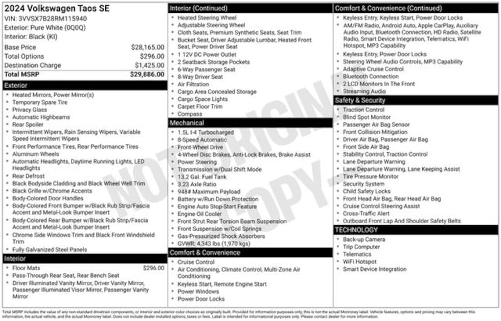 Used 2024 Volkswagen Taos 1.5T SE SUV