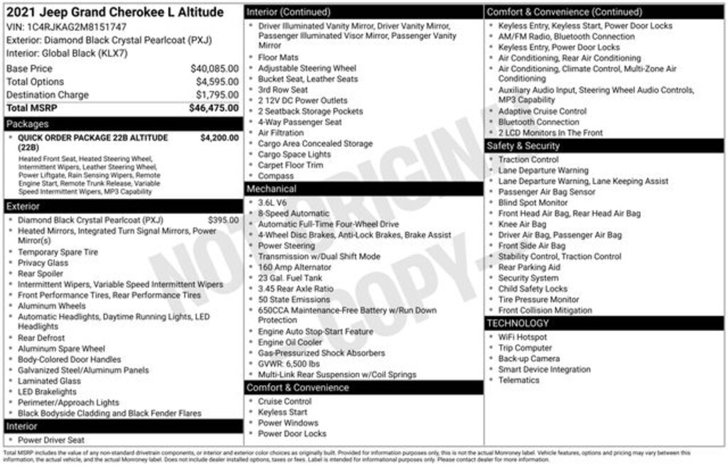 Used 2021 Jeep Grand Cherokee L Altitude SUV