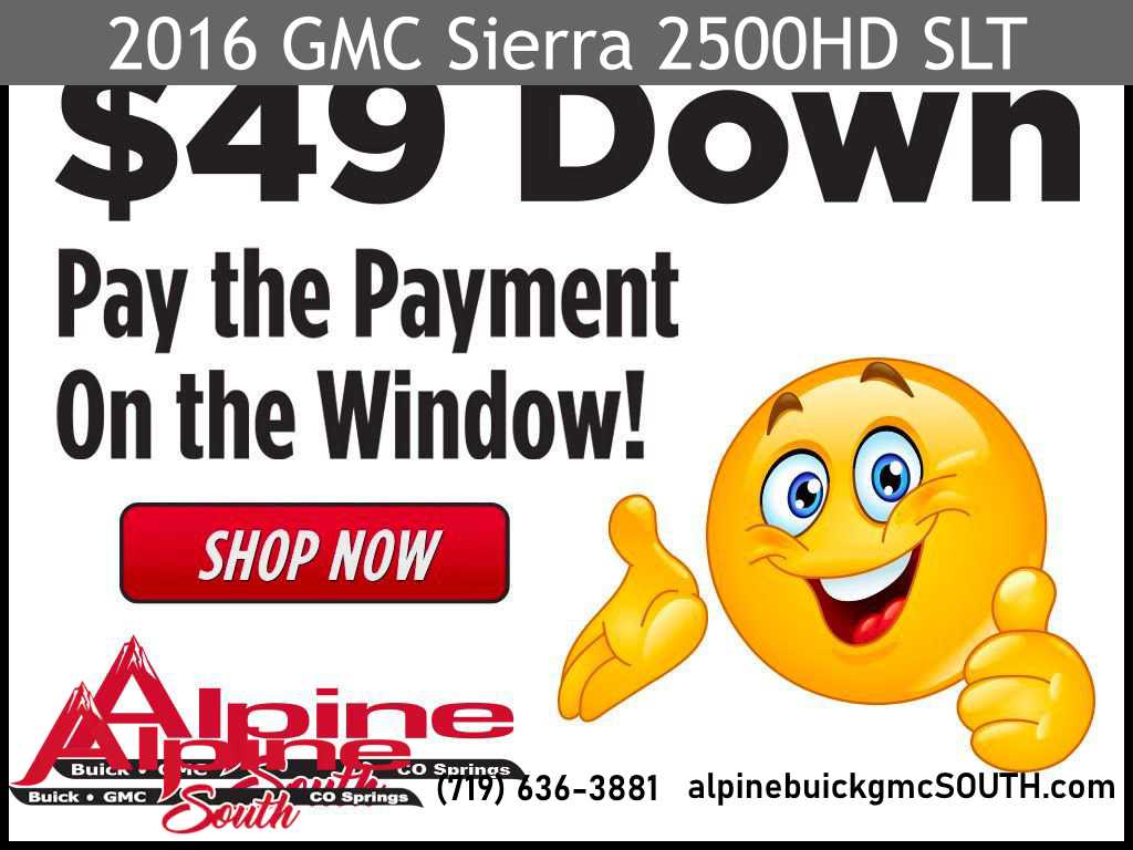 Used 2016 GMC Sierra 2500HD SLT with VIN 1GT12TE85GF122097 for sale in Colorado Springs, CO