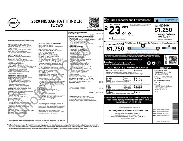 Used 2020 Nissan Pathfinder SL with VIN 5N1DR2CN9LC646047 for sale in Naples, FL