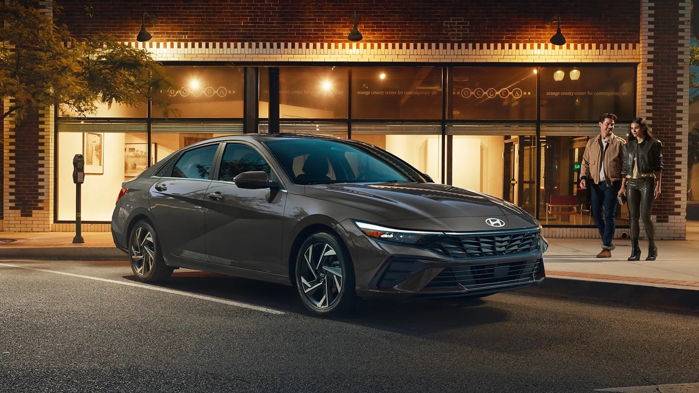 The 2026 Hyundai Elantra Hybrid parked in the city