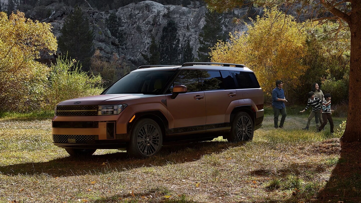 The 2026 Hyundai Santa Fe Hybrid in a forest