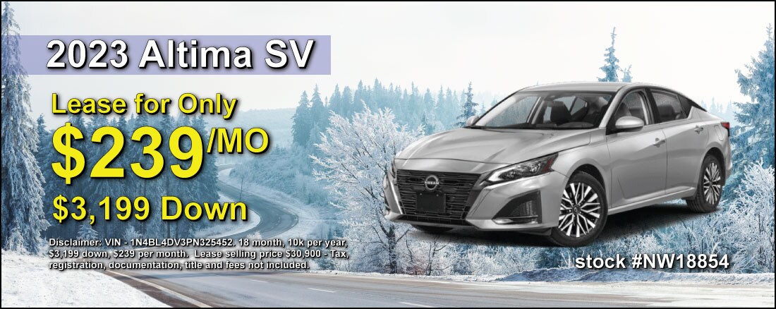 2023 Altima SV, Lease for only $239 per month, $3,199 down