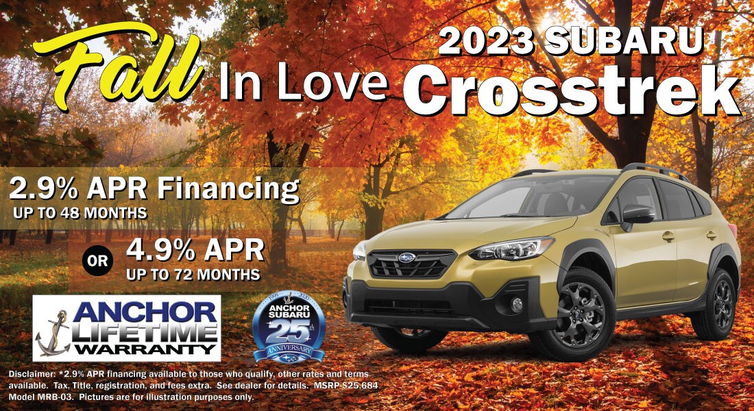 2023 Subaru Crosstrek - 2.9% APR Financing Available for 48 months. Or 3.9% APR for up 72 months!