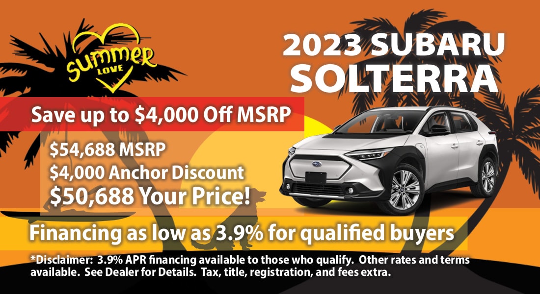 Save up to $4,000 off MSRP on a 2023 Subaru Solterra