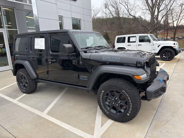 Used 2023 Jeep Wrangler 4xe Willys 4XE with VIN 1C4JJXN6XPW685820 for sale in Franklin, NC