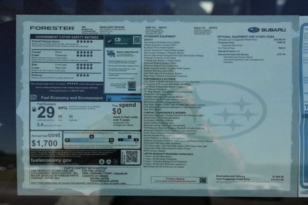 New 2026 Subaru Forester Standard Model SUV
