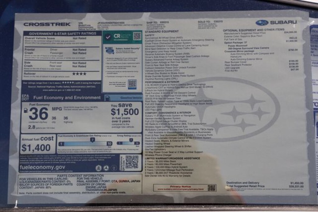 New 2026 Subaru Crosstrek Limited Hybrid SUV