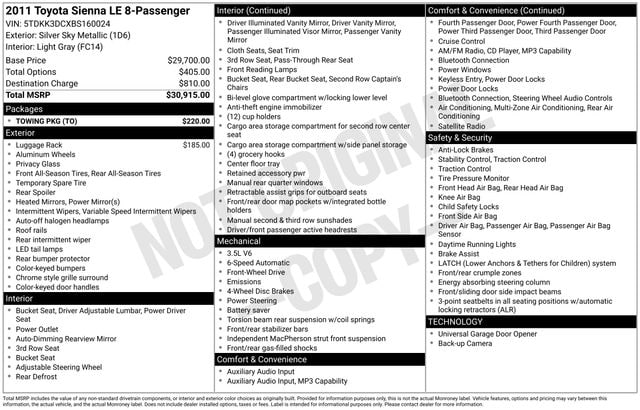 Used 2011 Toyota Sienna LE with VIN 5TDKK3DCXBS160024 for sale in Annapolis, MD