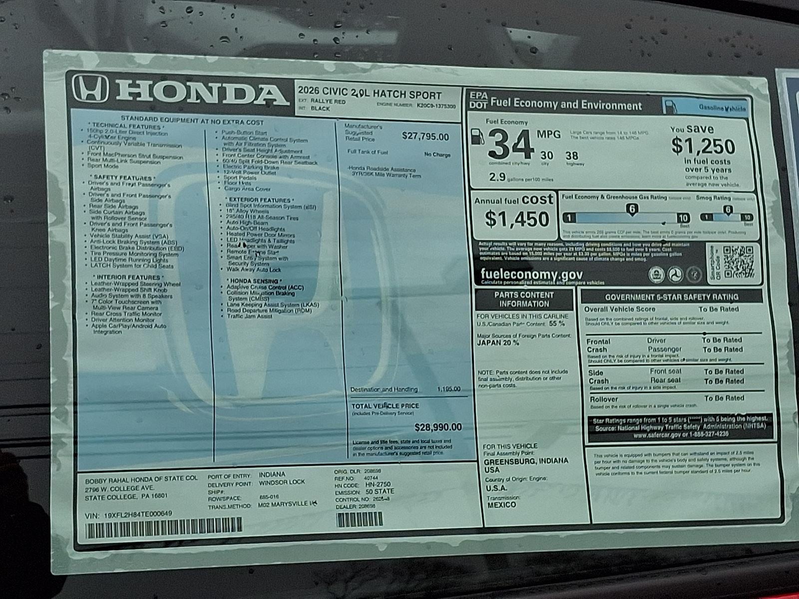2026 Honda Civic Hatchback Sport - Photo 13