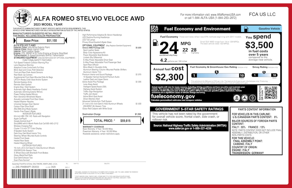 Used 2023 Alfa Romeo Stelvio Veloce SUV