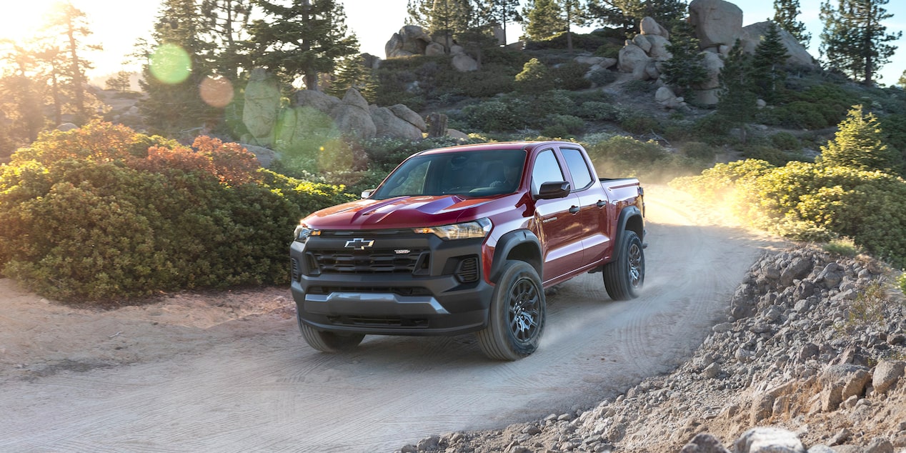 2023 Chevrolet Colorado driving on a dirt road in Red Lion, PA