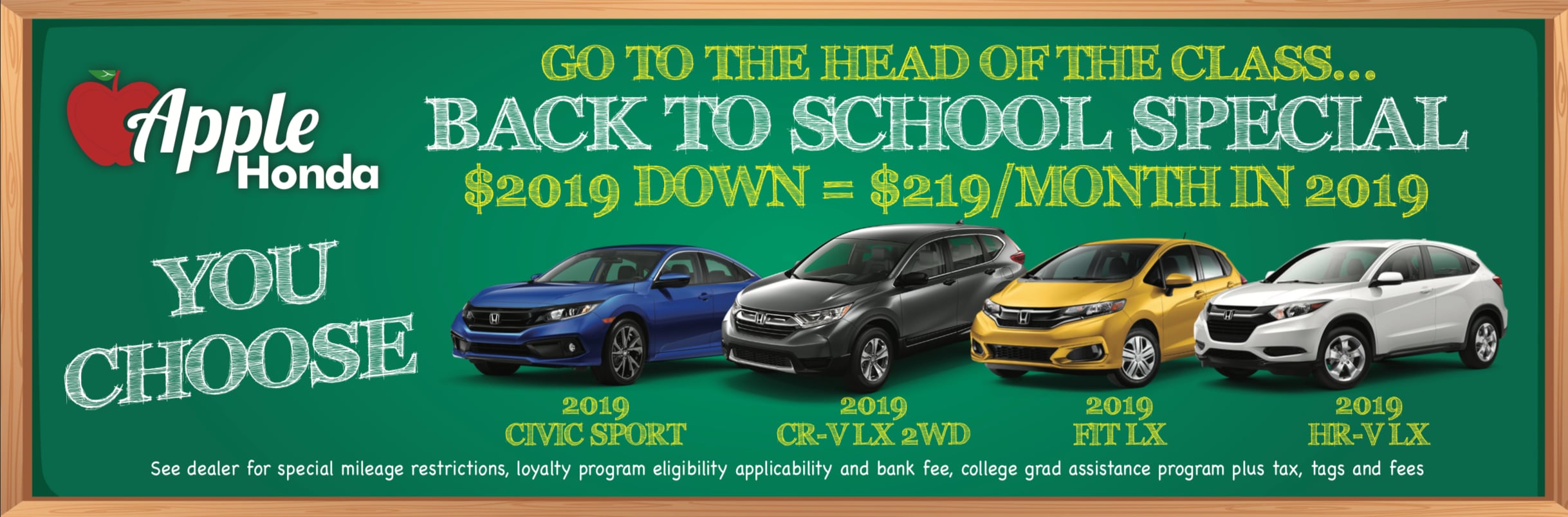 Apple Honda Back to School Clearance Event Apple Honda