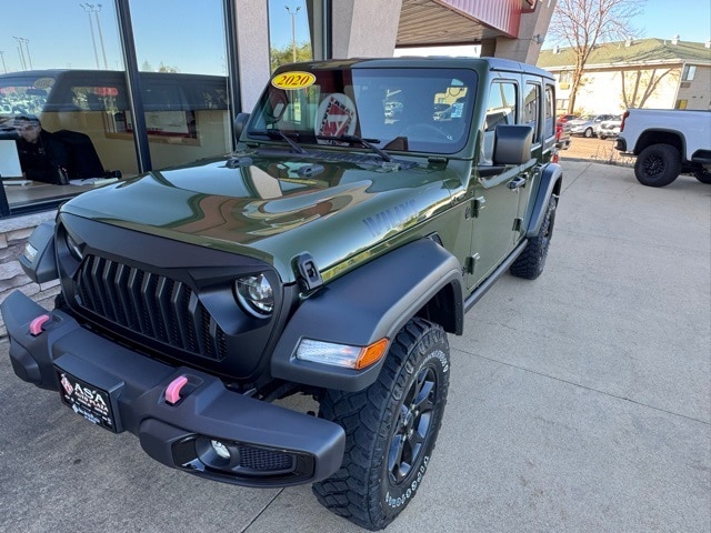 Used 2020 Jeep Wrangler Unlimited Willys with VIN 1C4HJXDGXLW325546 for sale in Austin, Minnesota