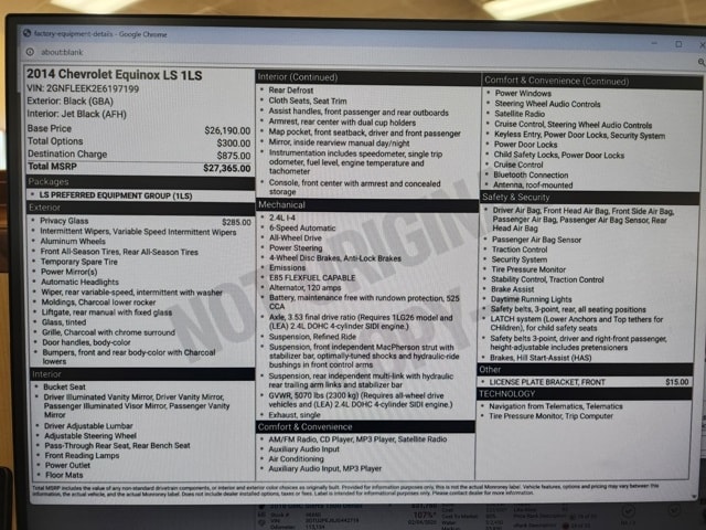 Used 2014 Chevrolet Equinox LS with VIN 2GNFLEEK2E6197199 for sale in Austin, Minnesota