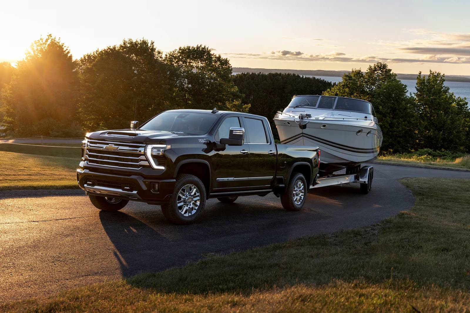 A silverado 2500 hd pulling a boat.